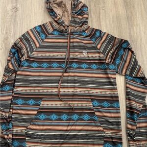 Rock N Roll Denim Men's Southwestern Striped Aztec Print Performance Hoodie